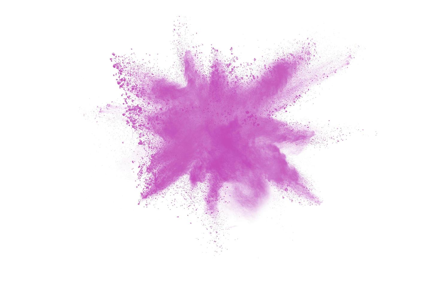 schizzi di polvere rosa su sfondo. esplosione di polvere rosa su sfondo bianco. foto