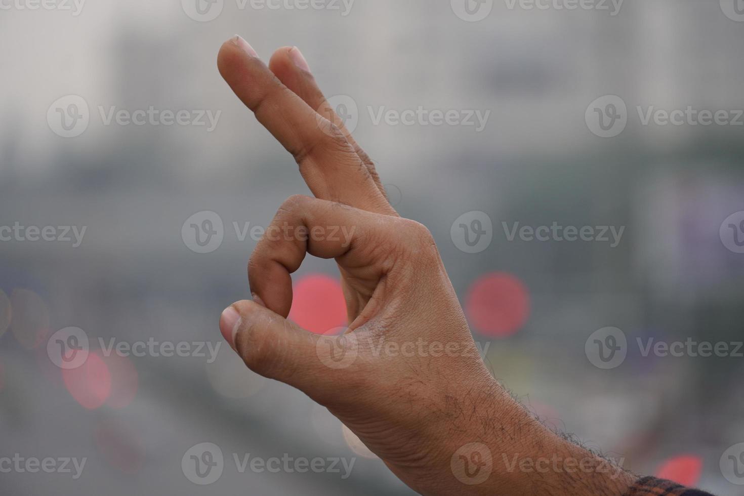 calma simbolo della mano con un bellissimo sfondo foto