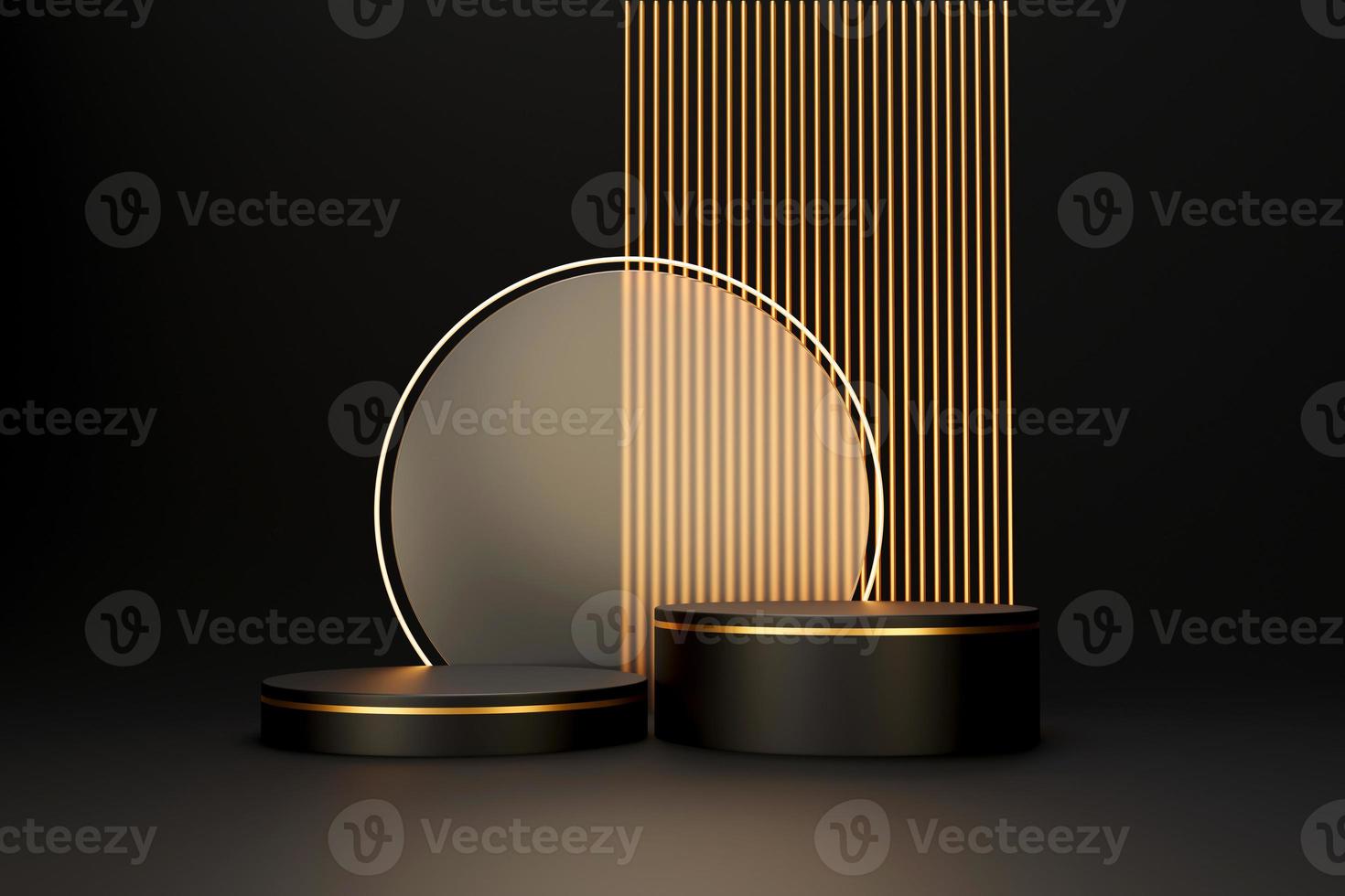 nero e oro di lusso podio piedistallo prodotto display sfondo rendering 3d foto