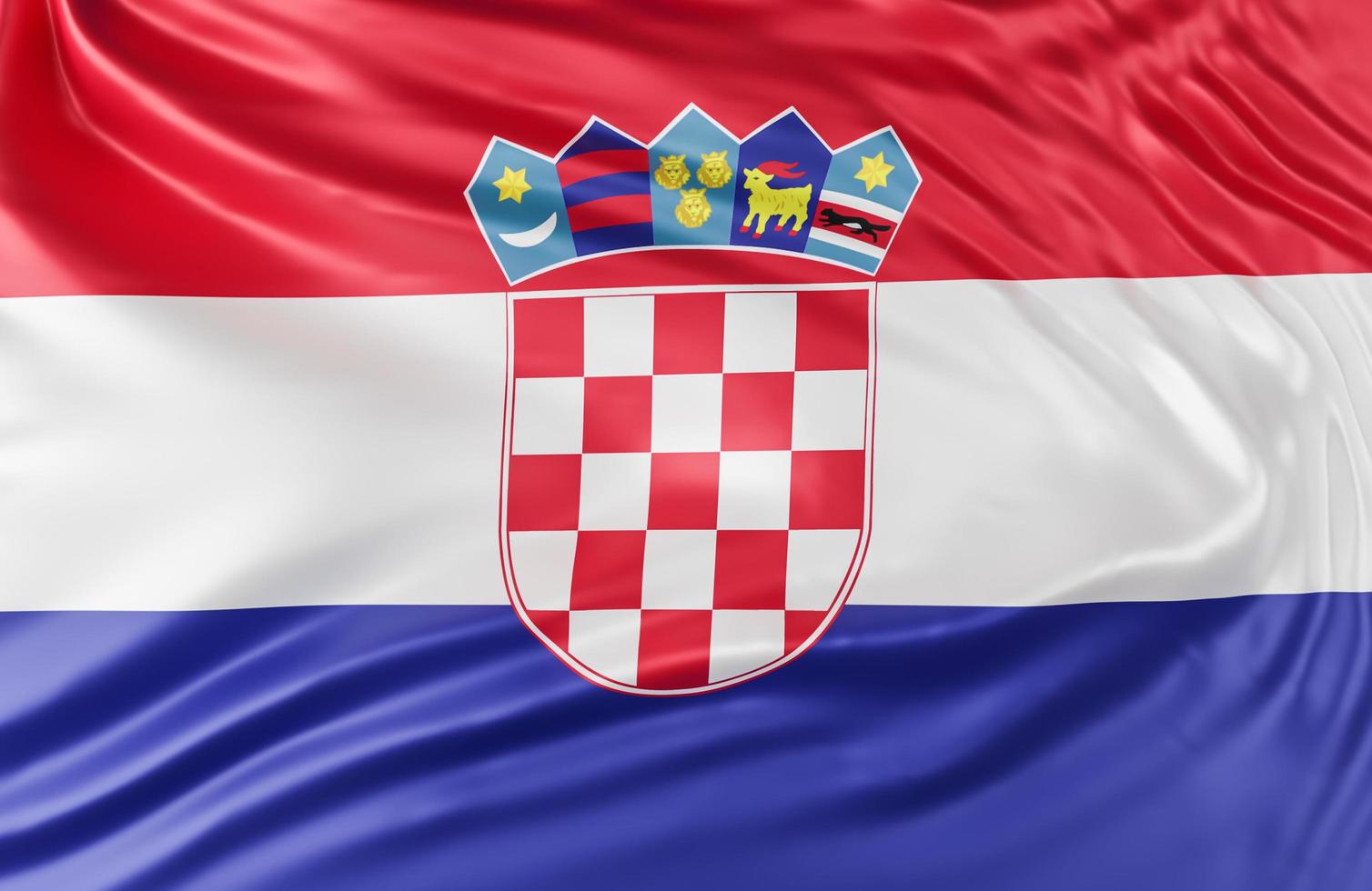 bella onda bandiera croazia primo piano su sfondo banner con spazio di copia.,Modello 3d e illustrazione. foto