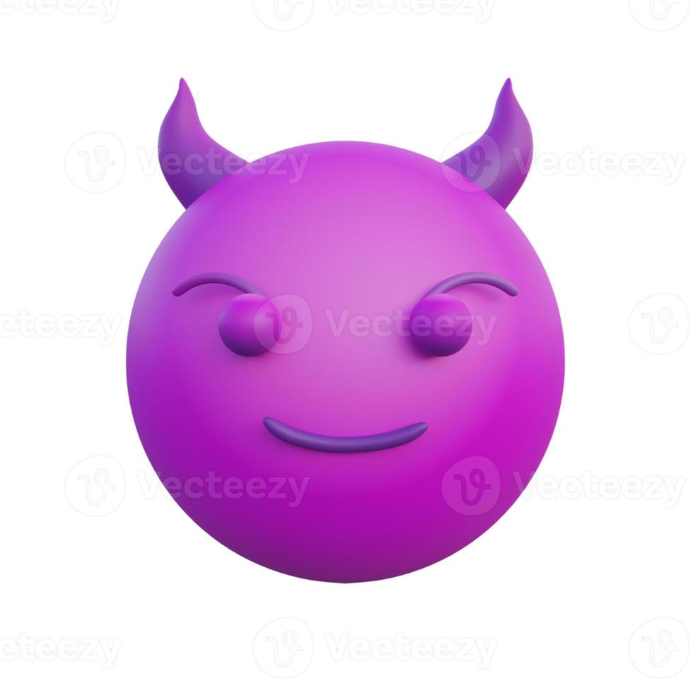 illustrazione 3d espressione emoticon faccia del diavolo sorridente foto