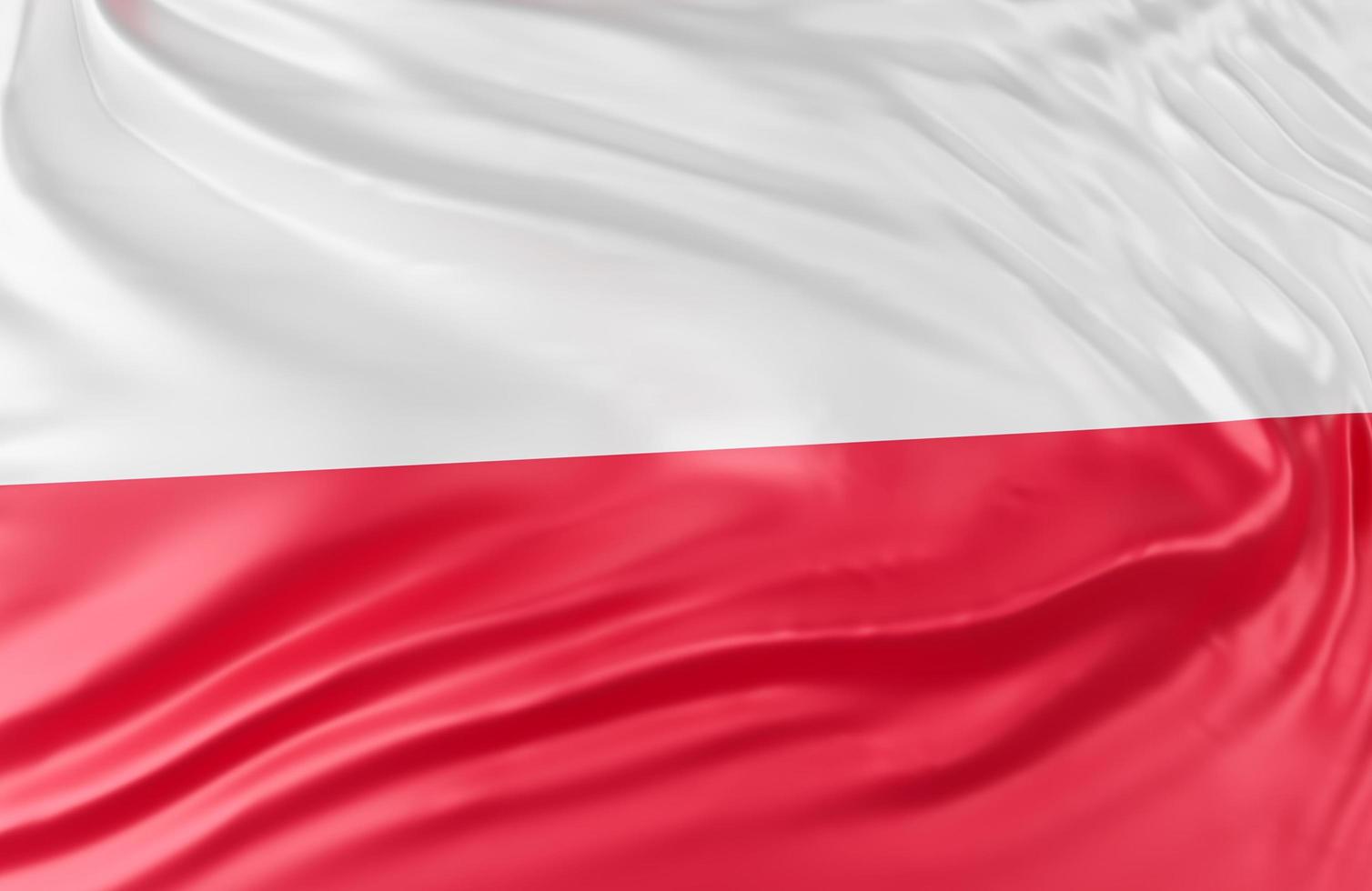 bella onda bandiera polonia da vicino su sfondo banner con spazio di copia.,Modello 3d e illustrazione. foto