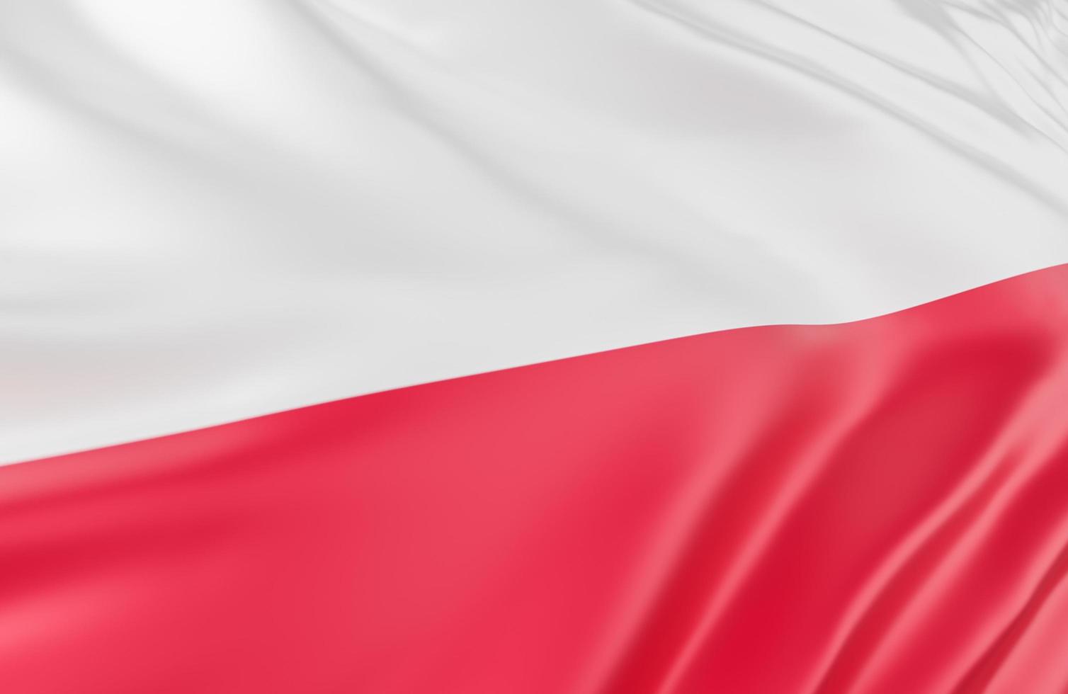 bella onda bandiera polonia da vicino su sfondo banner con spazio di copia.,Modello 3d e illustrazione. foto
