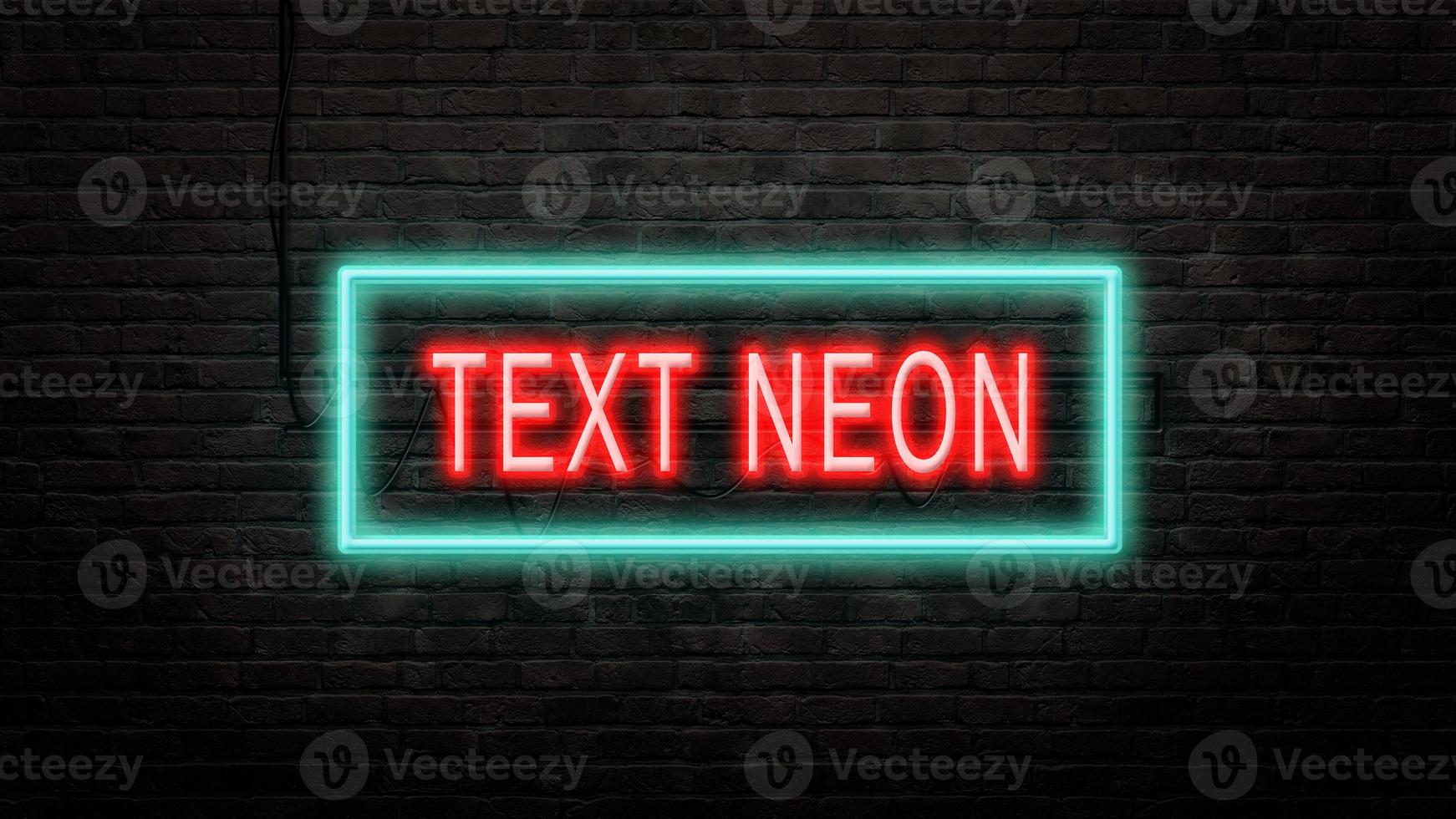 testo effetto neon su sfondo muro di mattoni, psd foto