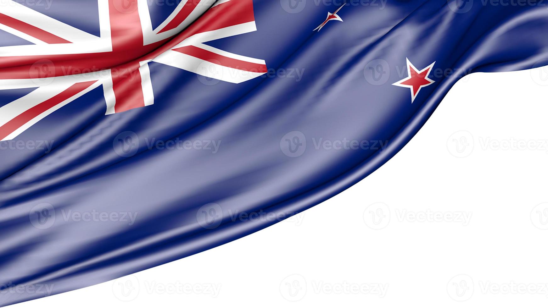 bandiera della nuova zelanda isolata su sfondo bianco, illustrazione 3d foto