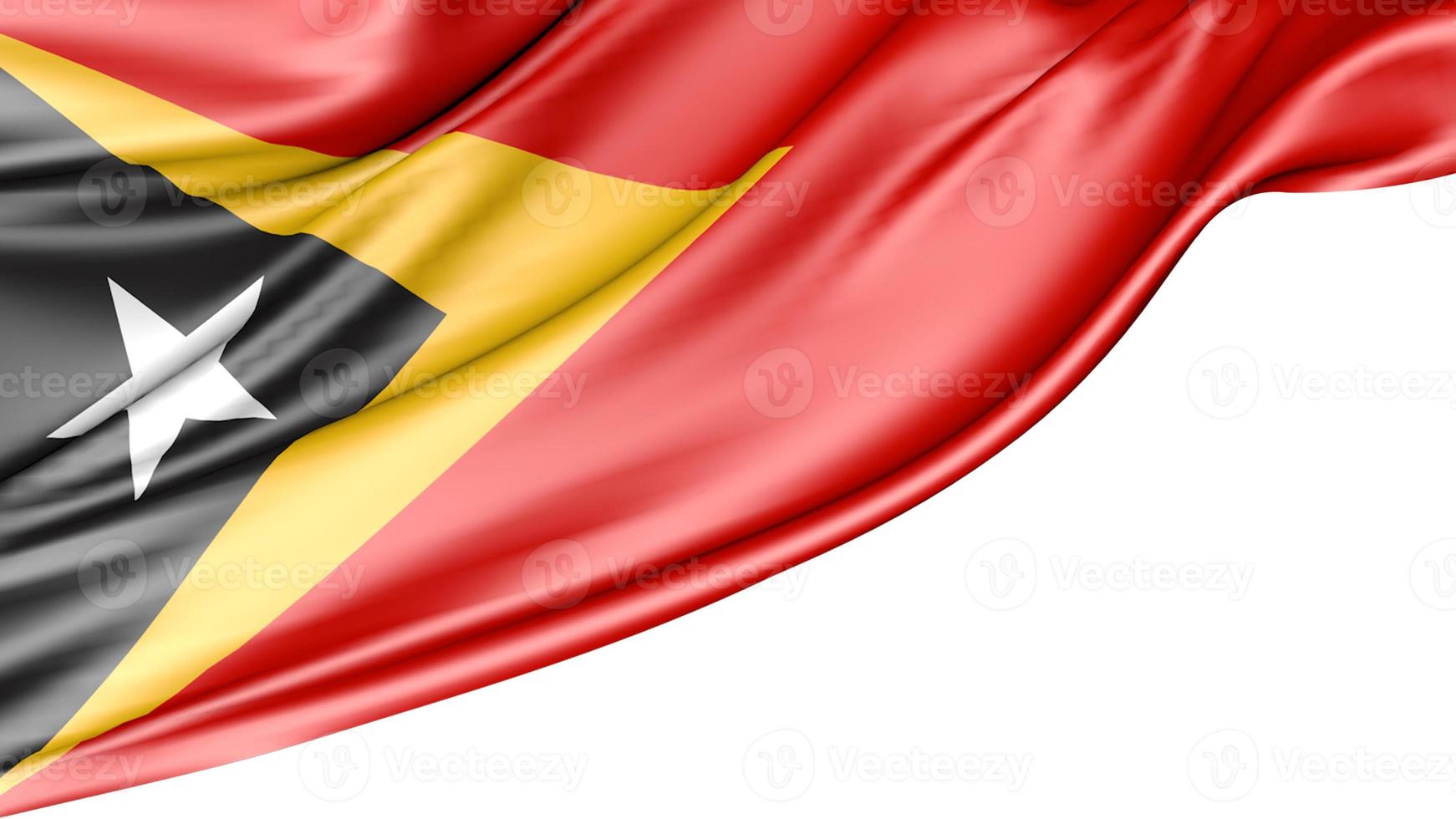 bandiera di timor orientale isolata su sfondo bianco, illustrazione 3d foto
