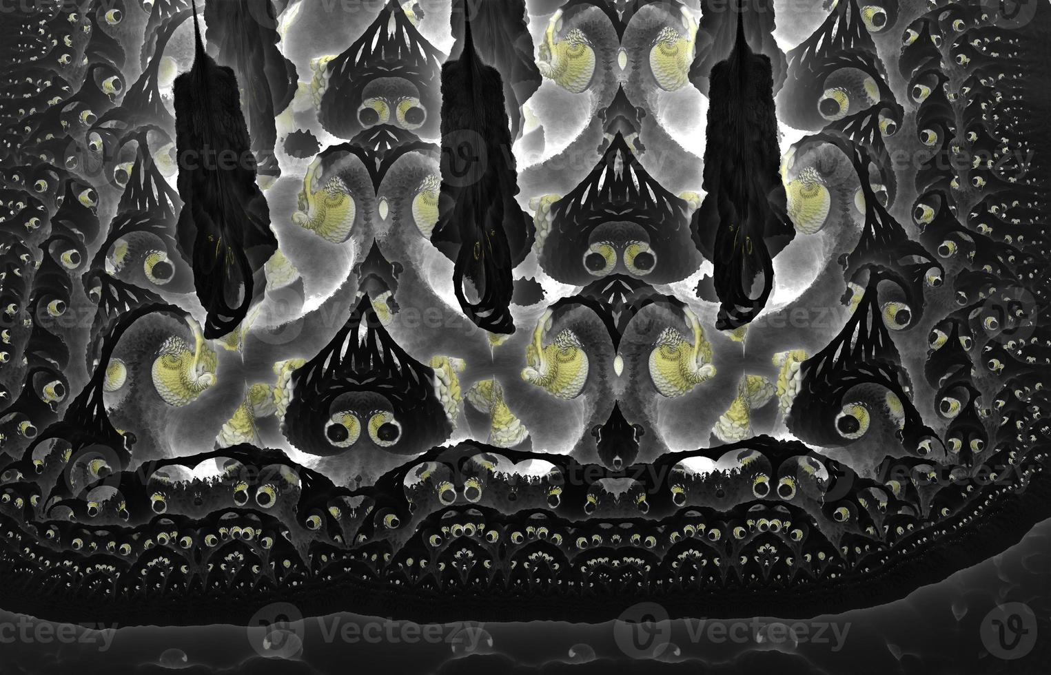 disegno frattale generato dal computer astratto di orrore. Illustrazione 3d di un bellissimo frattale matematico infinito di mandelbrot. foto