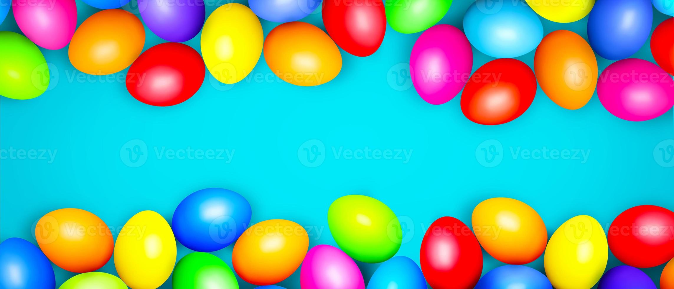 bellissimo sfondo di Pasqua con uova di Pasqua colorate. illustrazione 3d foto