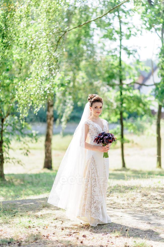 ritratto di una bella sposa in natura. foto