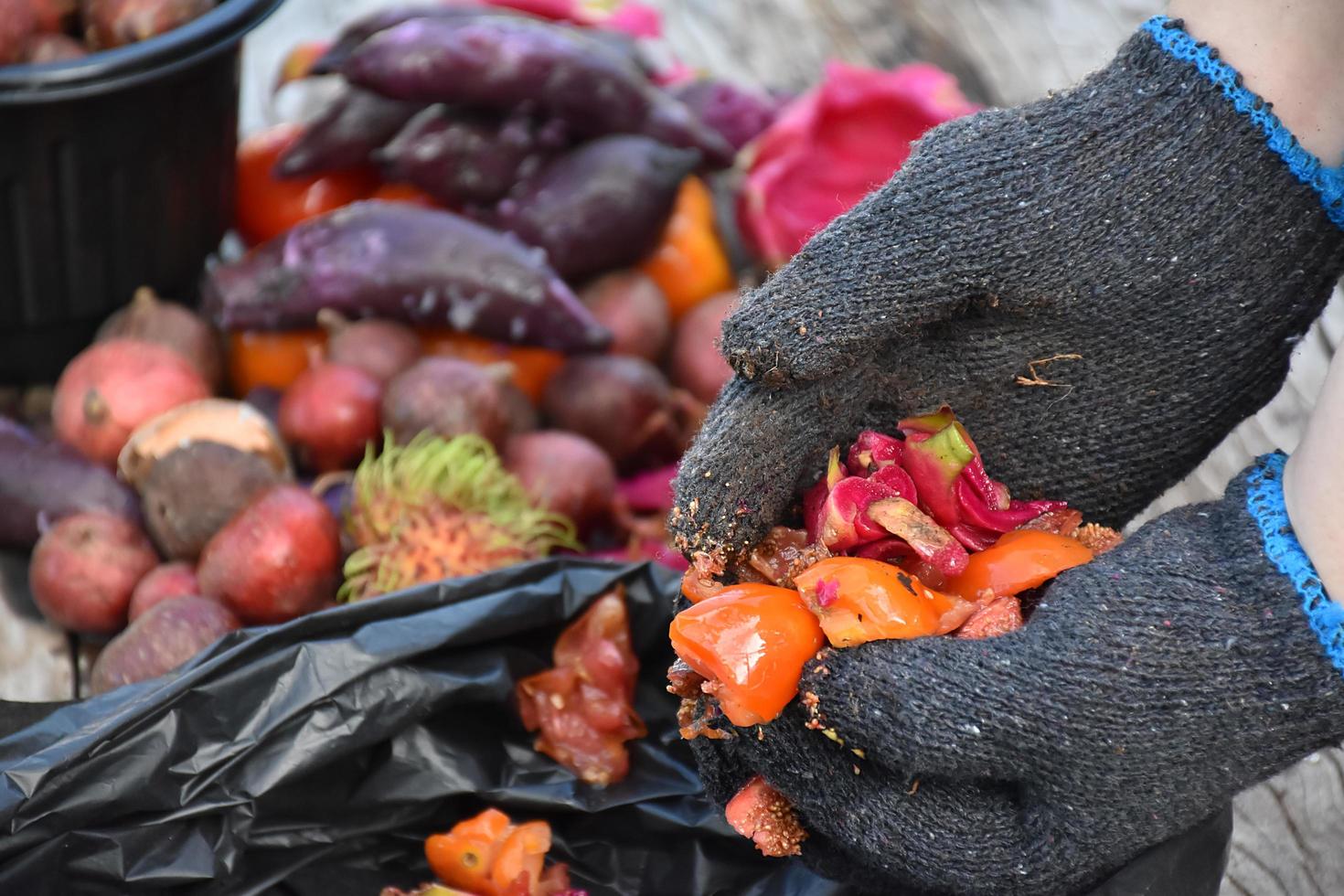 rifiuti della cucina per fare il compostaggio a casa. foto