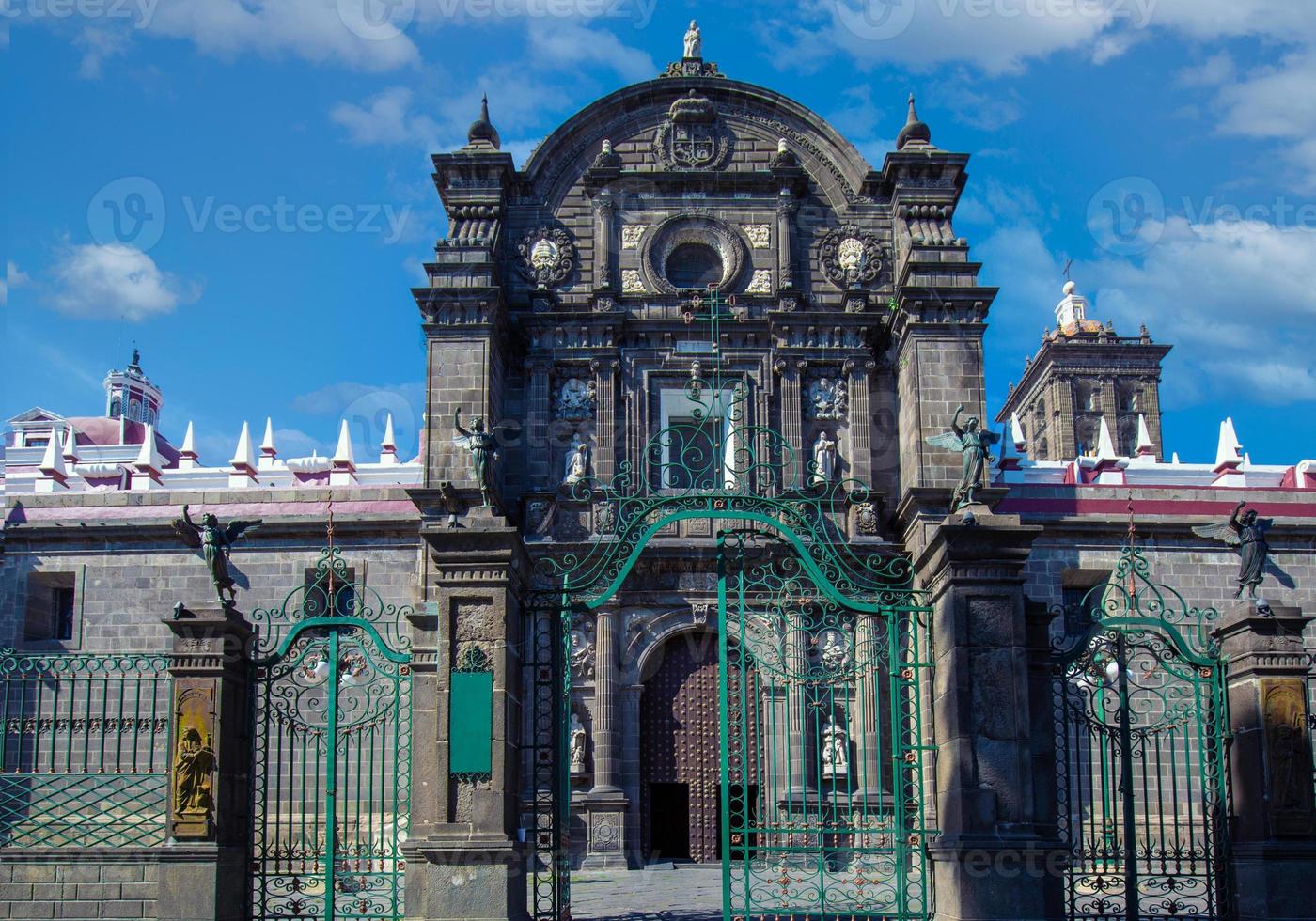messico, cattedrale di puebla sulla piazza centrale dello zocalo nel centro storico della città foto