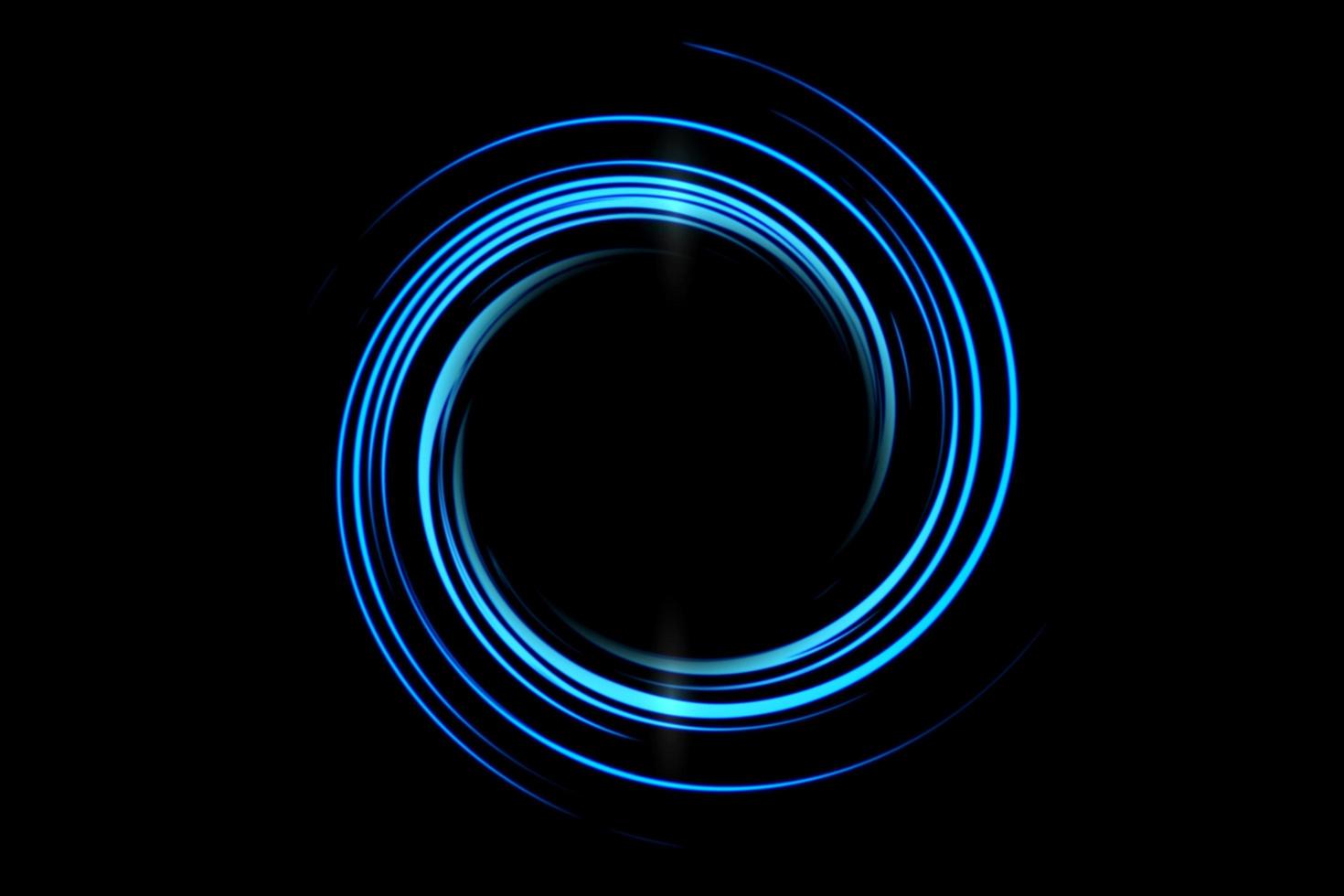 tunnel a spirale blu brillante con linea di luce ad effetto su sfondo nero foto