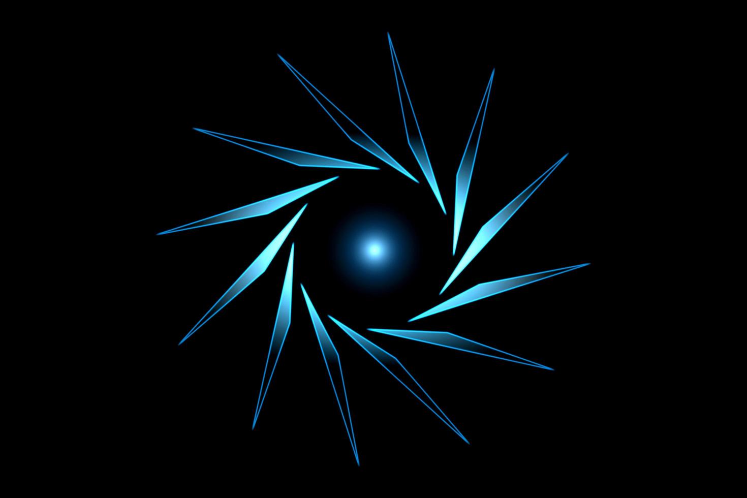 tunnel blu astratto con elemento triangolo wireframe su sfondo nero foto