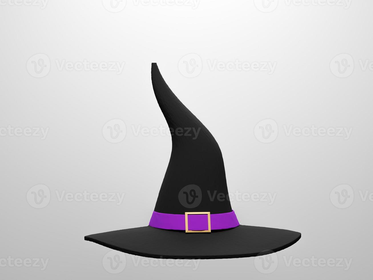 cappello da strega su sfondo bianco per il giorno di halloween. rendering 3d, illustrazione 3d. foto