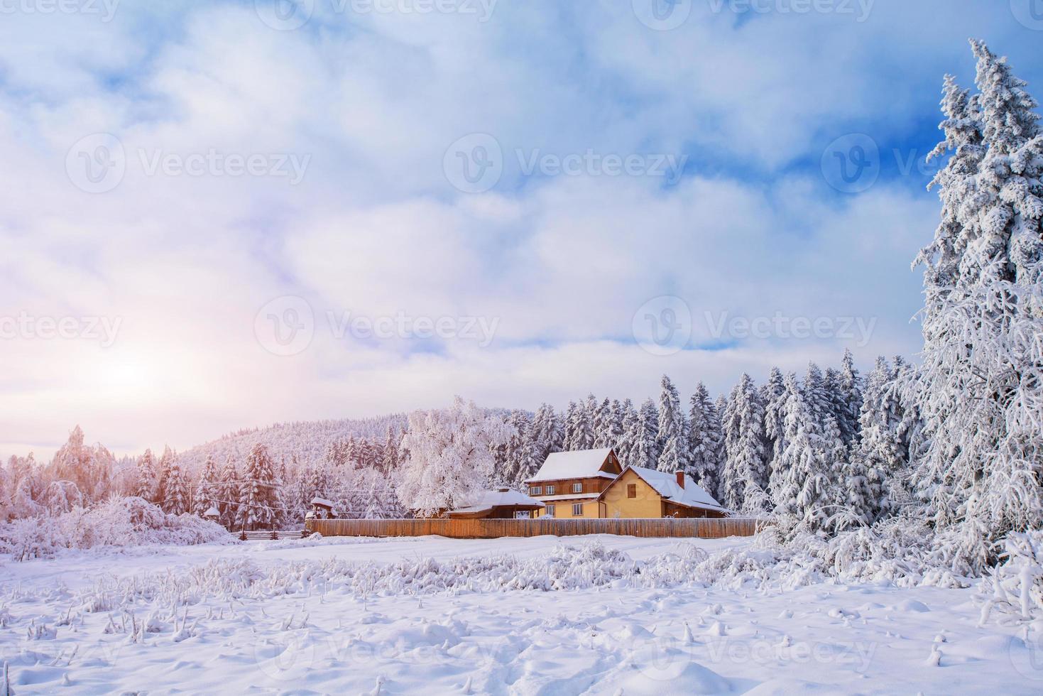 paesaggio invernale con neve in montagna foto