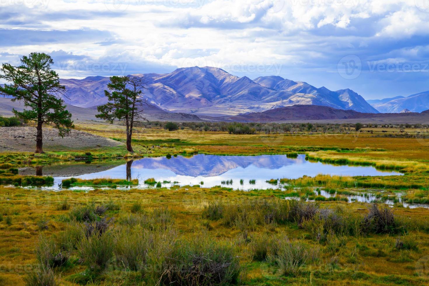 colorato paesaggio montano della steppa primaverile foto