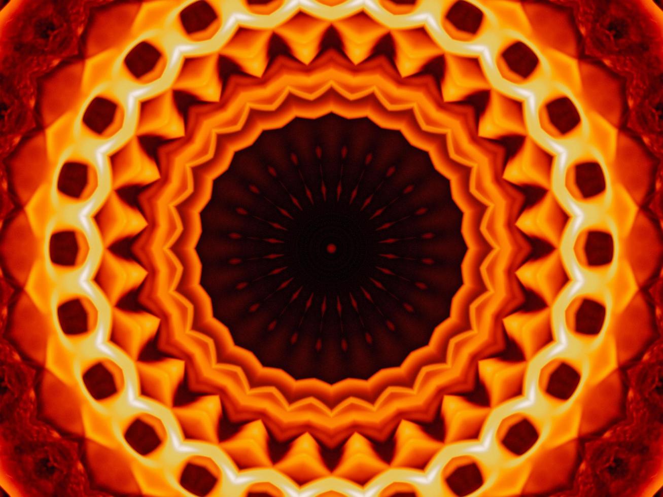 sfondo astratto unico. modello caleidoscopio di fiamme arancioni. foto gratis