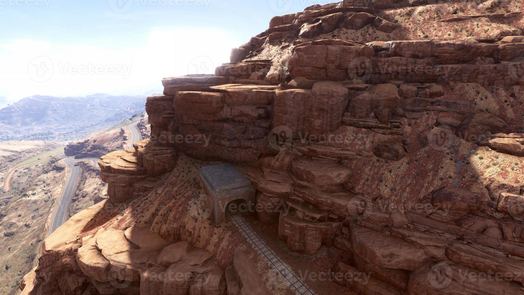 deserto caldo all'antenna di un vasto paesaggio sulla superficie della terra rendering 3d foto