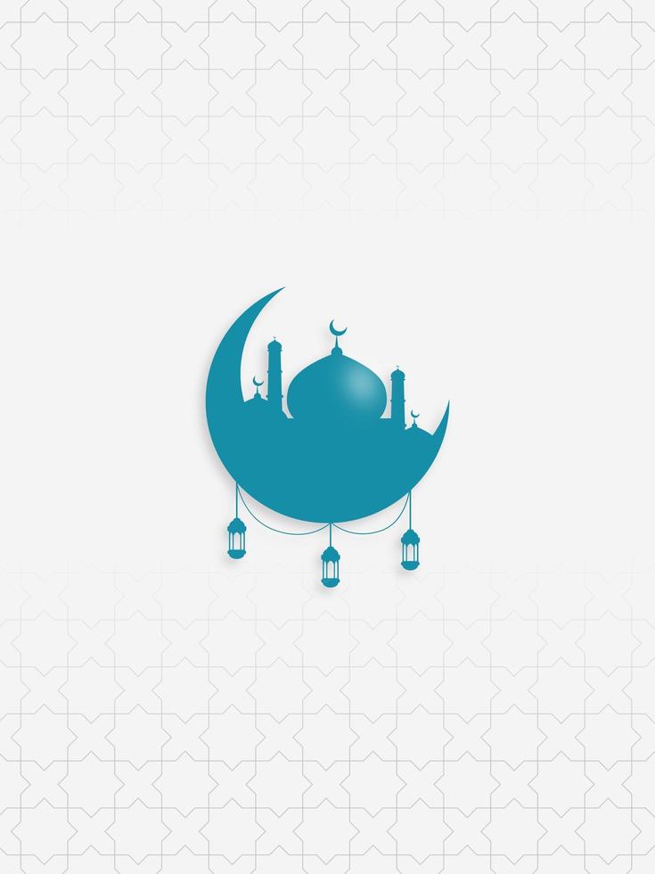 sfondo islamico con moschea e luna, ramadan, eid, compleanno del profeta maometto. rasterizzato foto