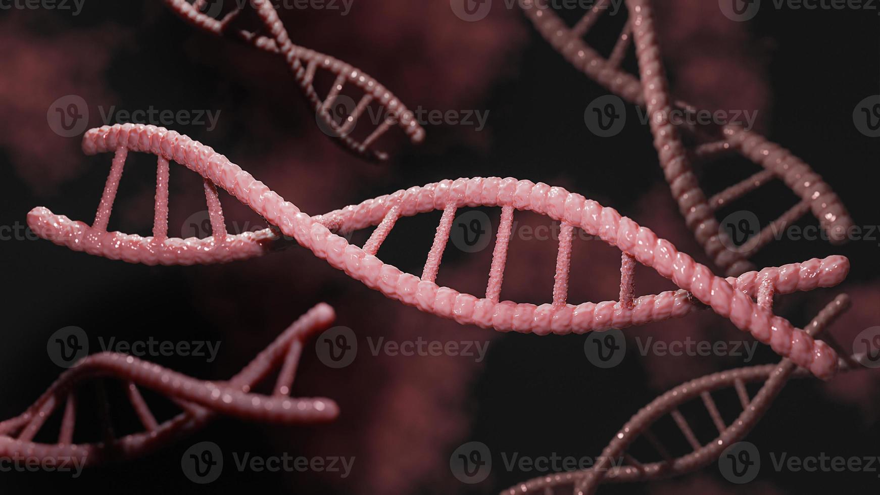 concetto di biochimica con molecola di dna.,Modello 3d e illustrazione. foto