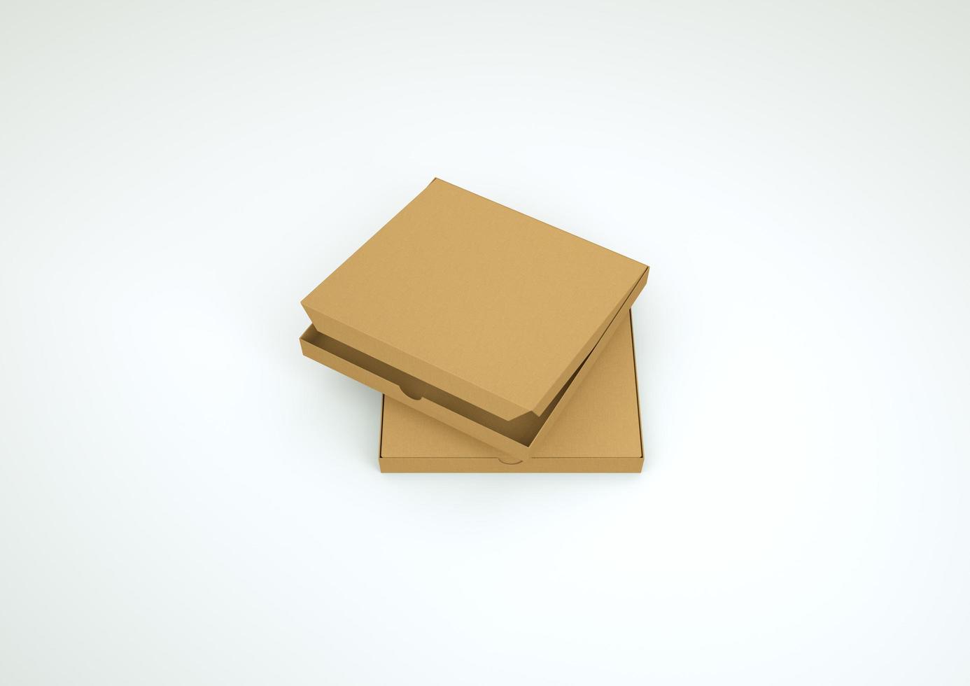scatole di cartone per pizza su sfondo bianco rendering 3d foto