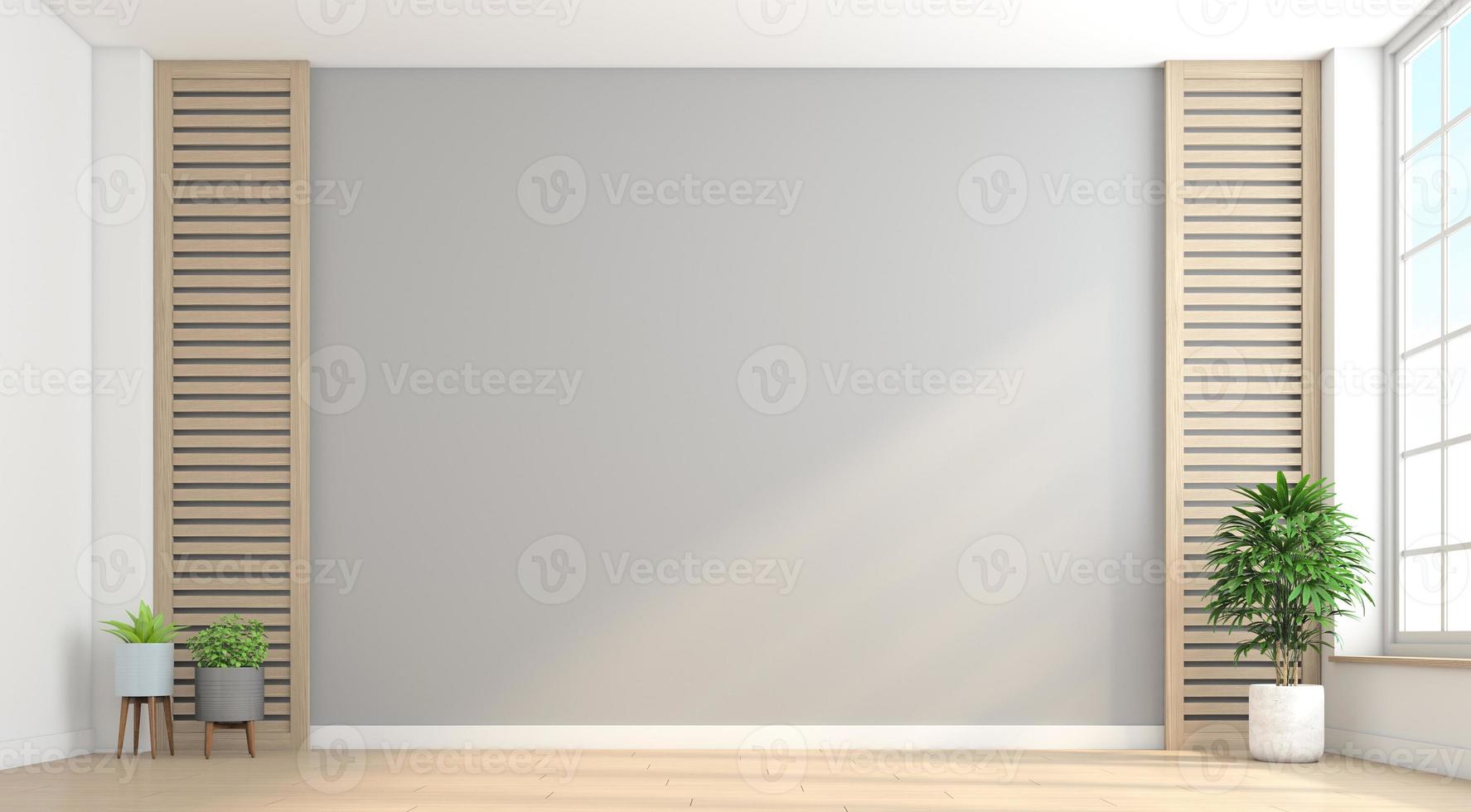 stanza minimalista vuota con rendering wall.3d grigio foto