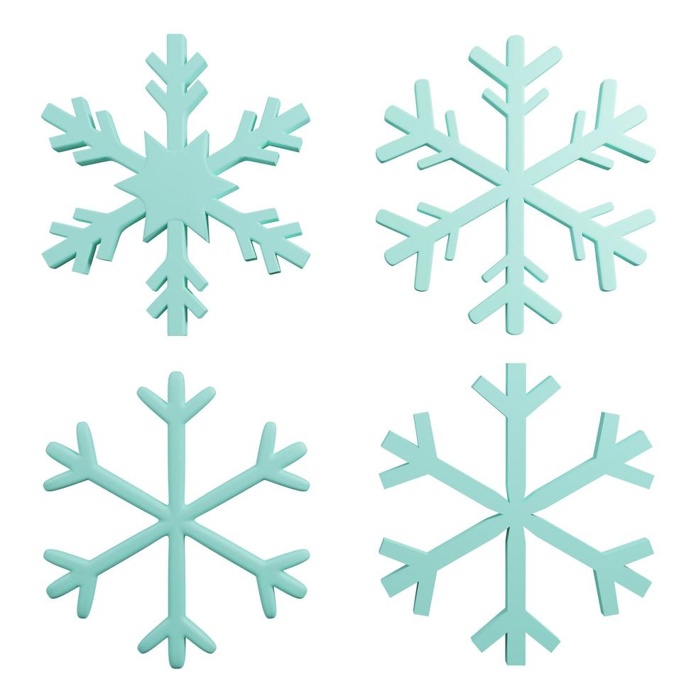 3d rendering fiocco di neve isolato su sfondo bianco foto