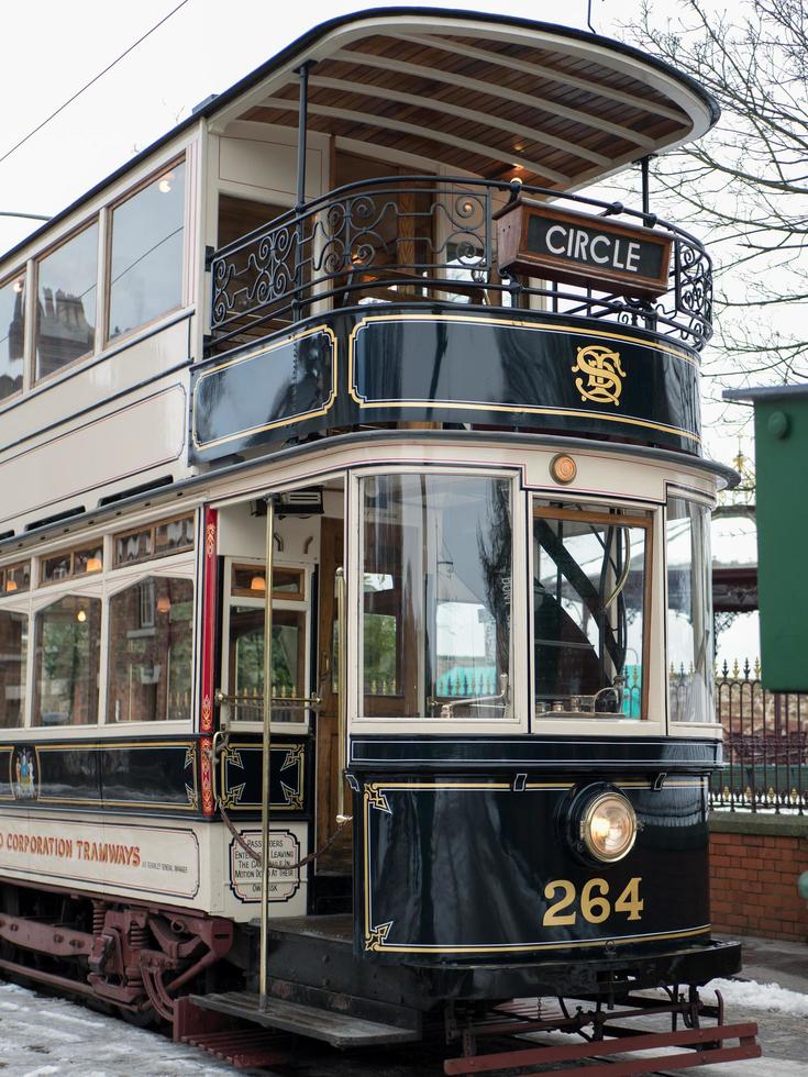 stanley, nella contea di Durham, Regno Unito, 2018. vecchio tram al museo all'aperto del nord dell'Inghilterra foto