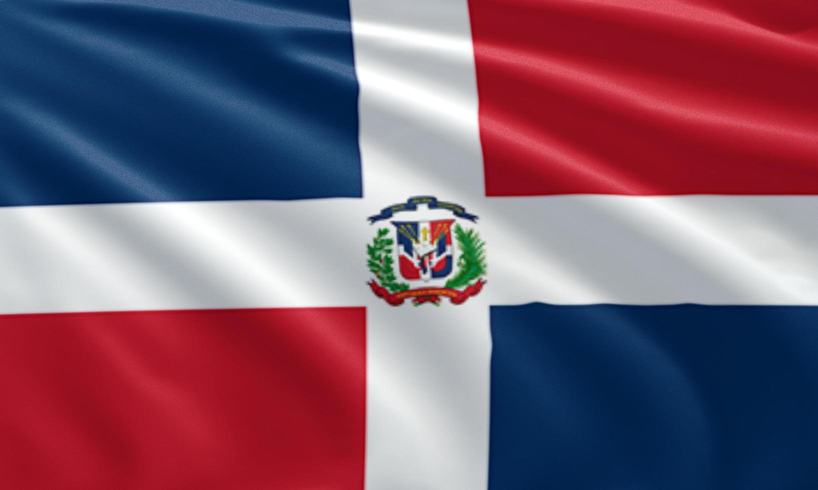 primo piano sventolando la bandiera della repubblica dominicana foto