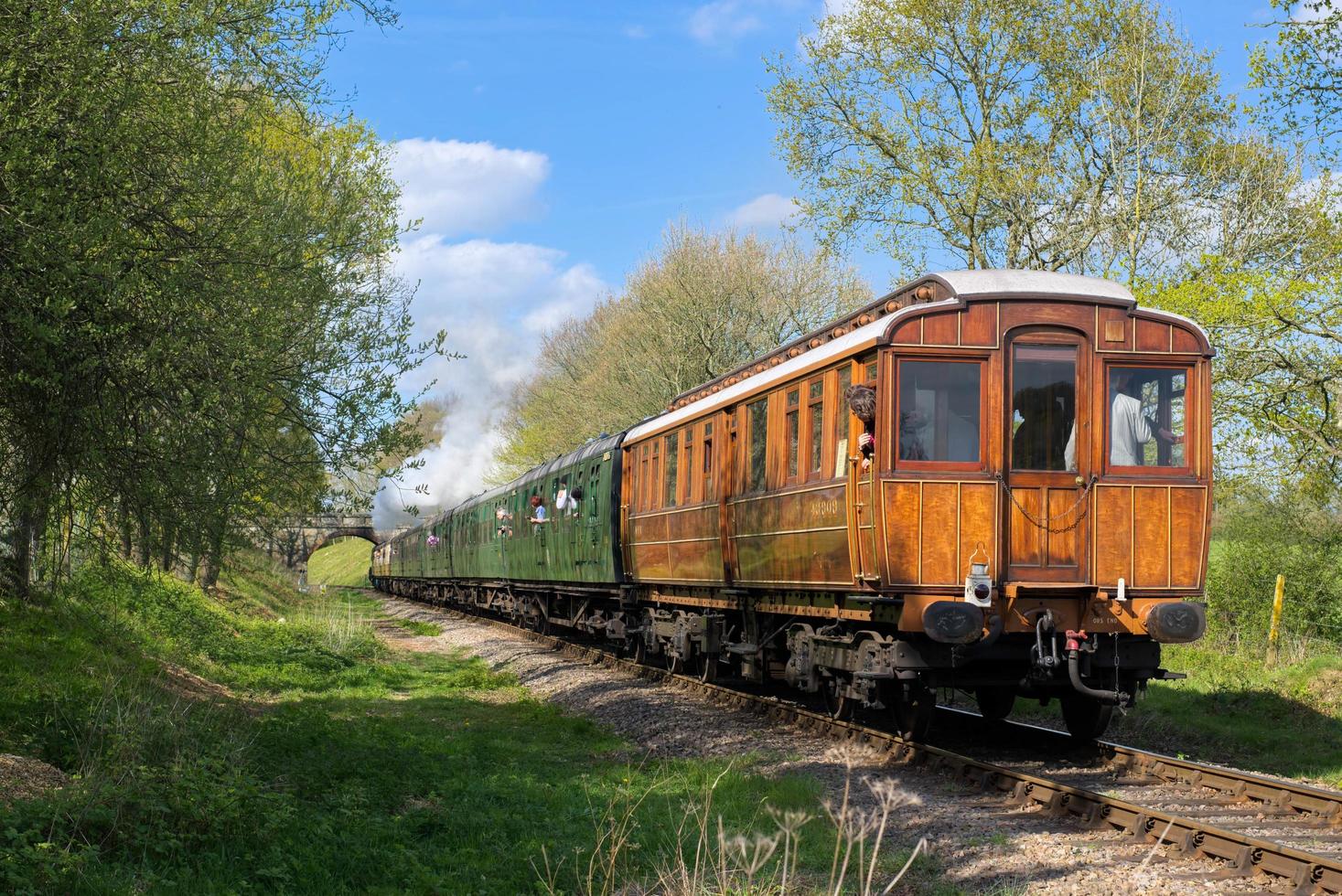 Horsted Keynes, West Sussex, Regno Unito, 2017. scozzese volante sulla linea bluebell foto