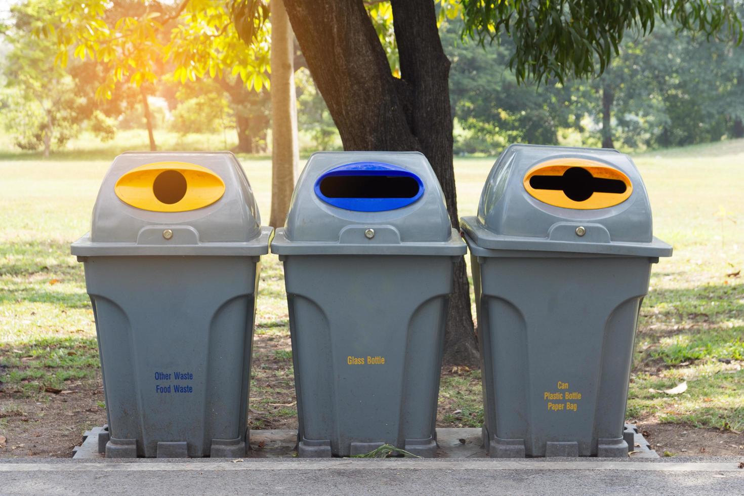 cestino nel parco pubblico foto