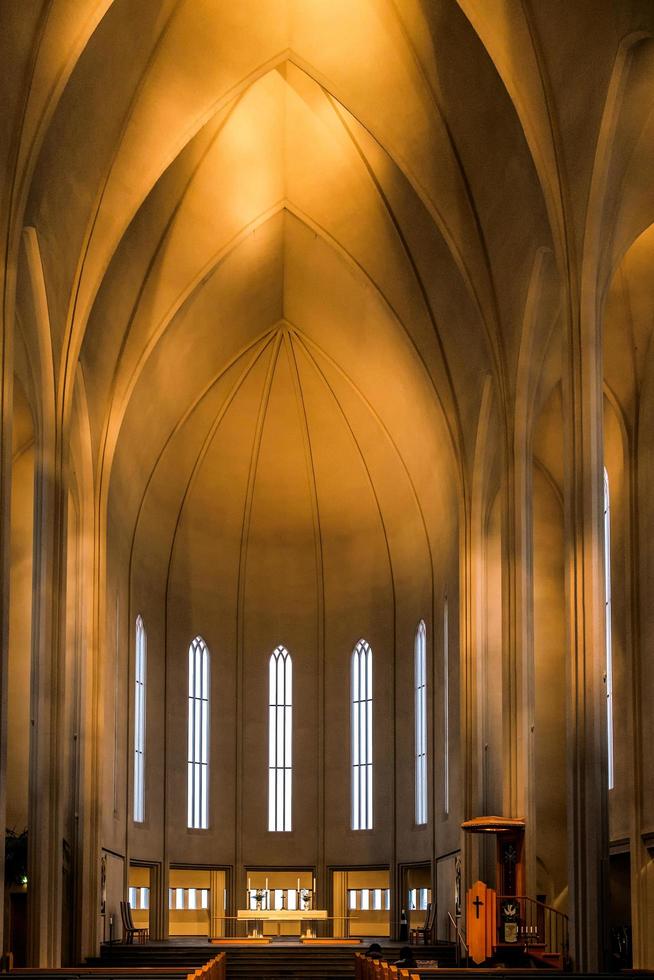 reykjavik, Islanda, 2016. vista interna della chiesa hallgrimskirkja foto