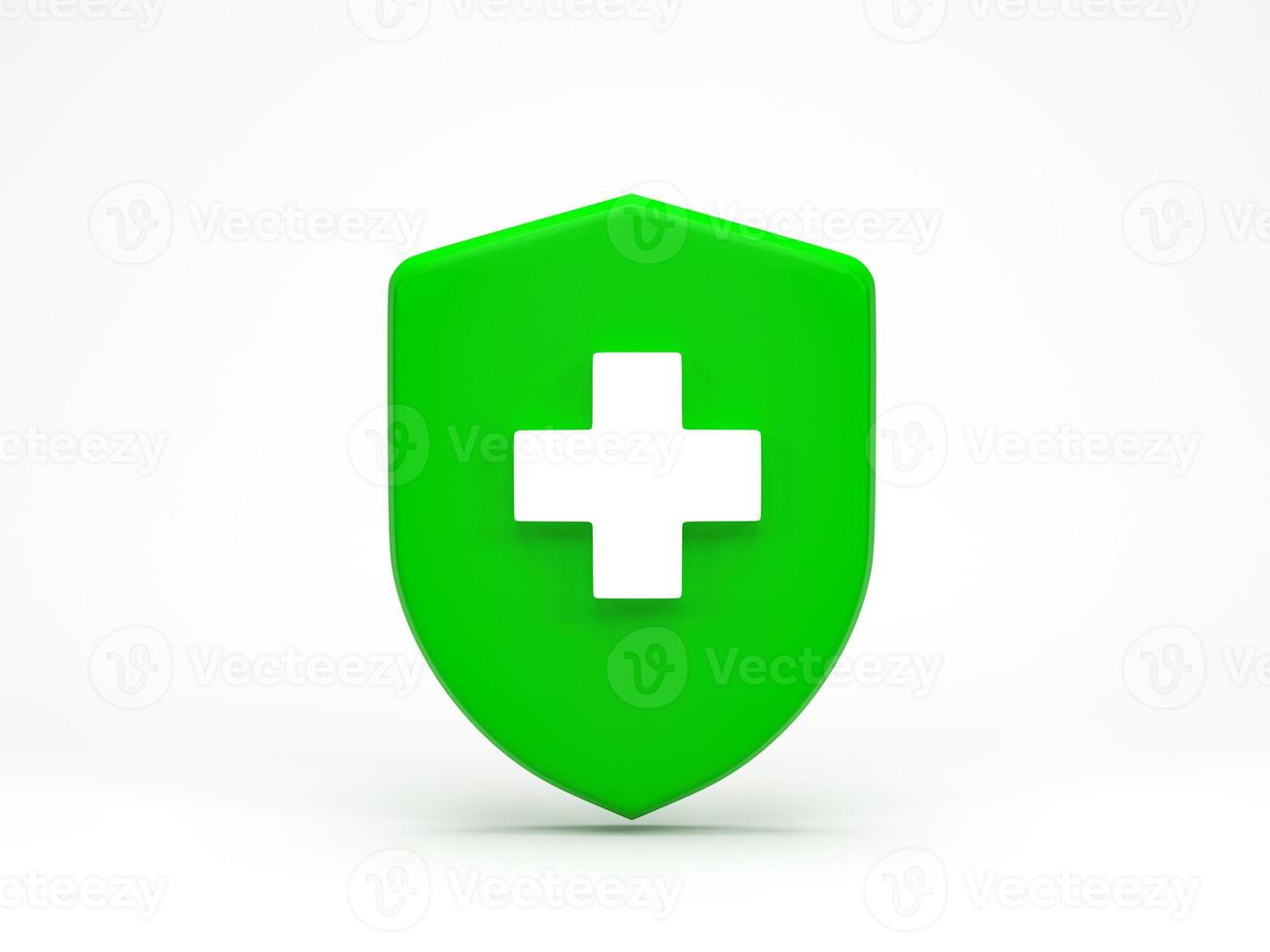 rendering 3d illustrazione 3d. simbolo di assicurazione scudo guardia medica isolato su sfondo bianco. concetto di protezione della salute medica. foto