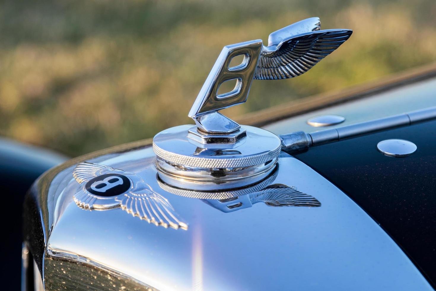 goodwood, west sussex, regno unito, 2012. primo piano di un emblema bentley foto