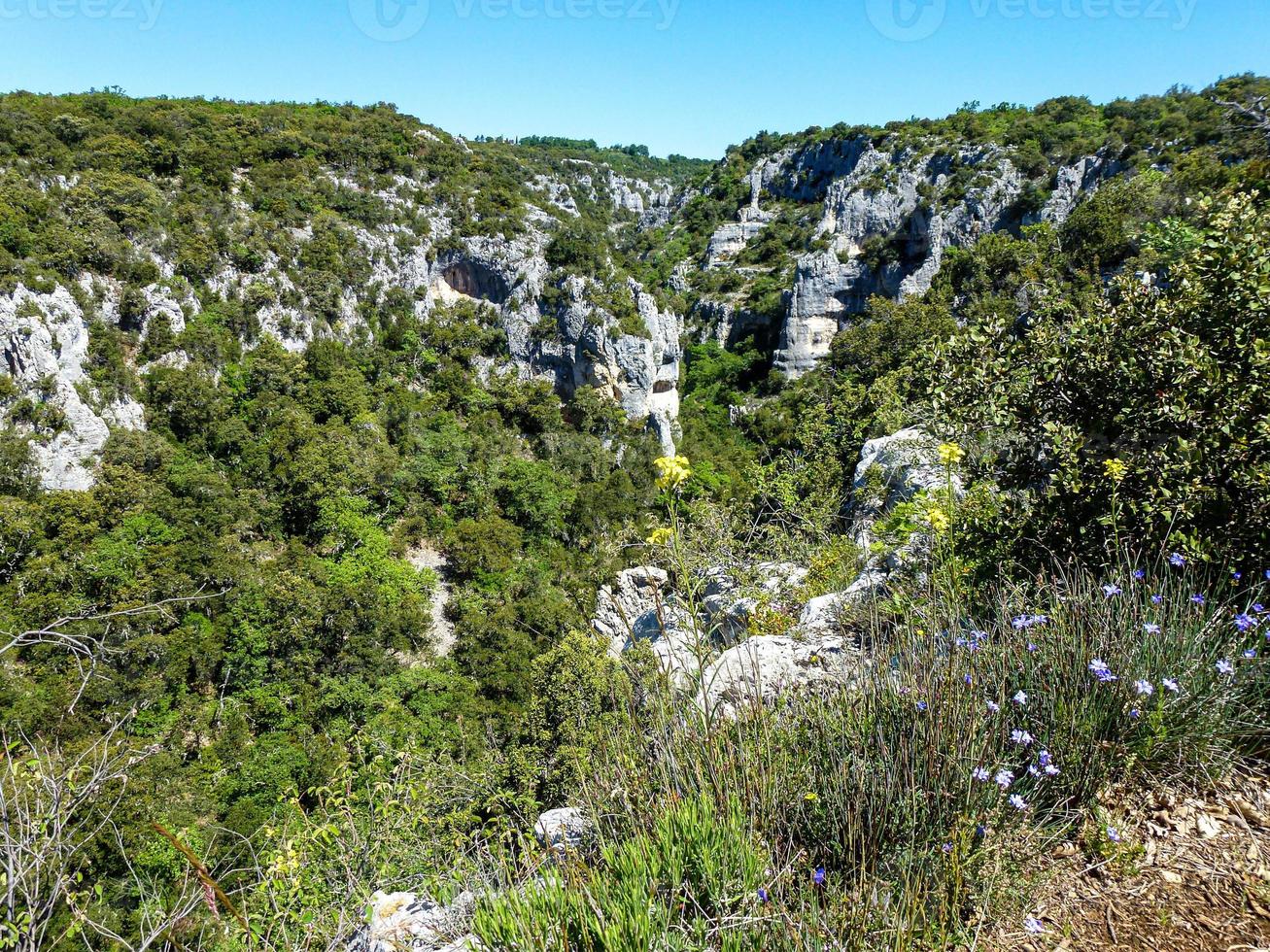 paesaggio rurale con piante su colline rocciose in una giornata di sole foto