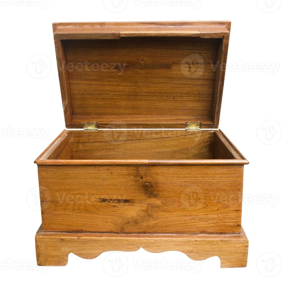 scatola di legno vuota provare isolato su sfondo bianco foto