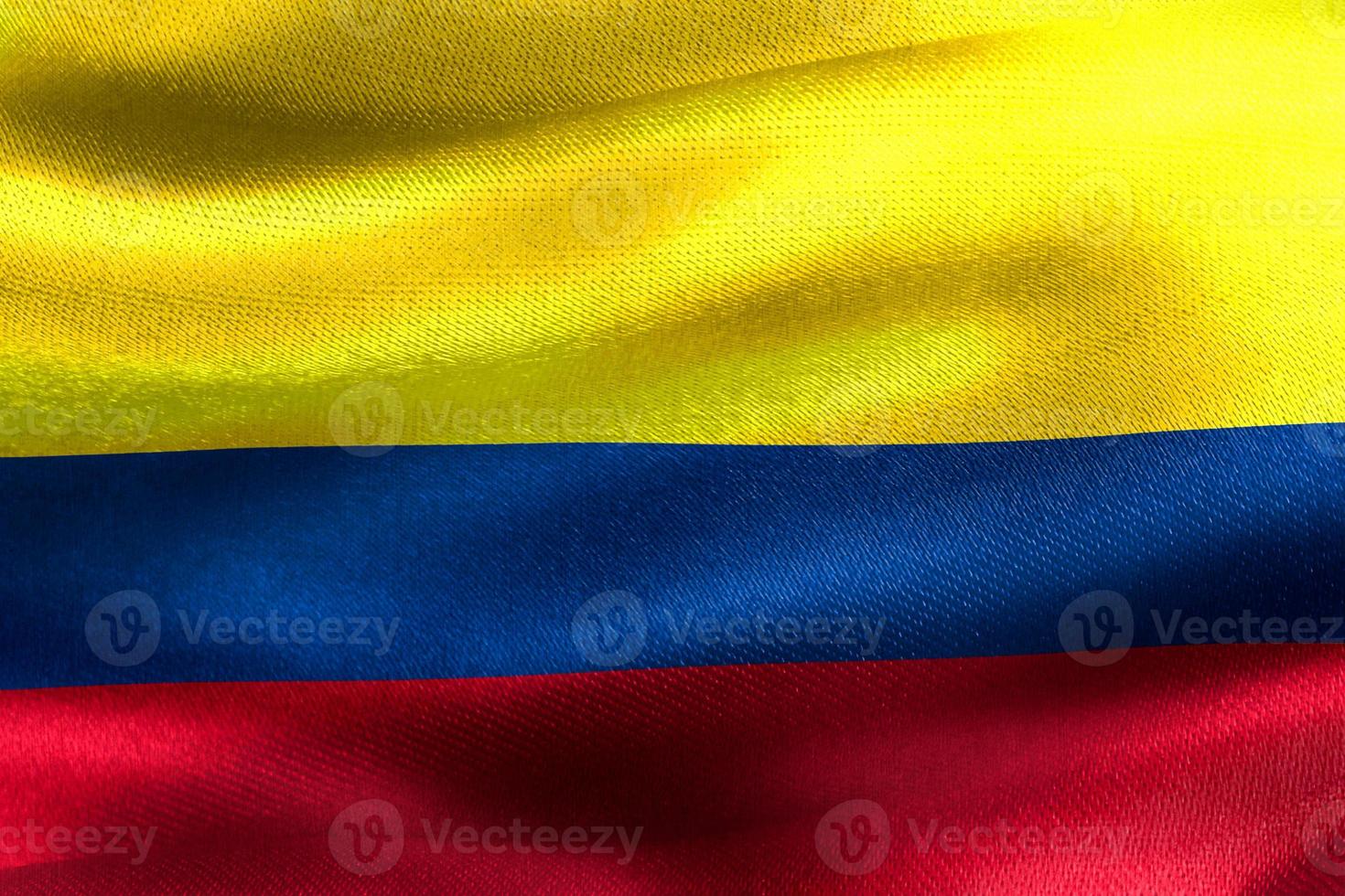 bandiera colombia - bandiera sventolante realistica in tessuto foto