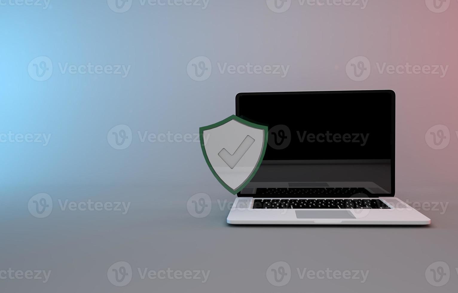 computer di sicurezza informatica sicuro contro gli attacchi. certificato SSL protocollo di comunicazione Internet e sicurezza informatica. rendering 3d foto