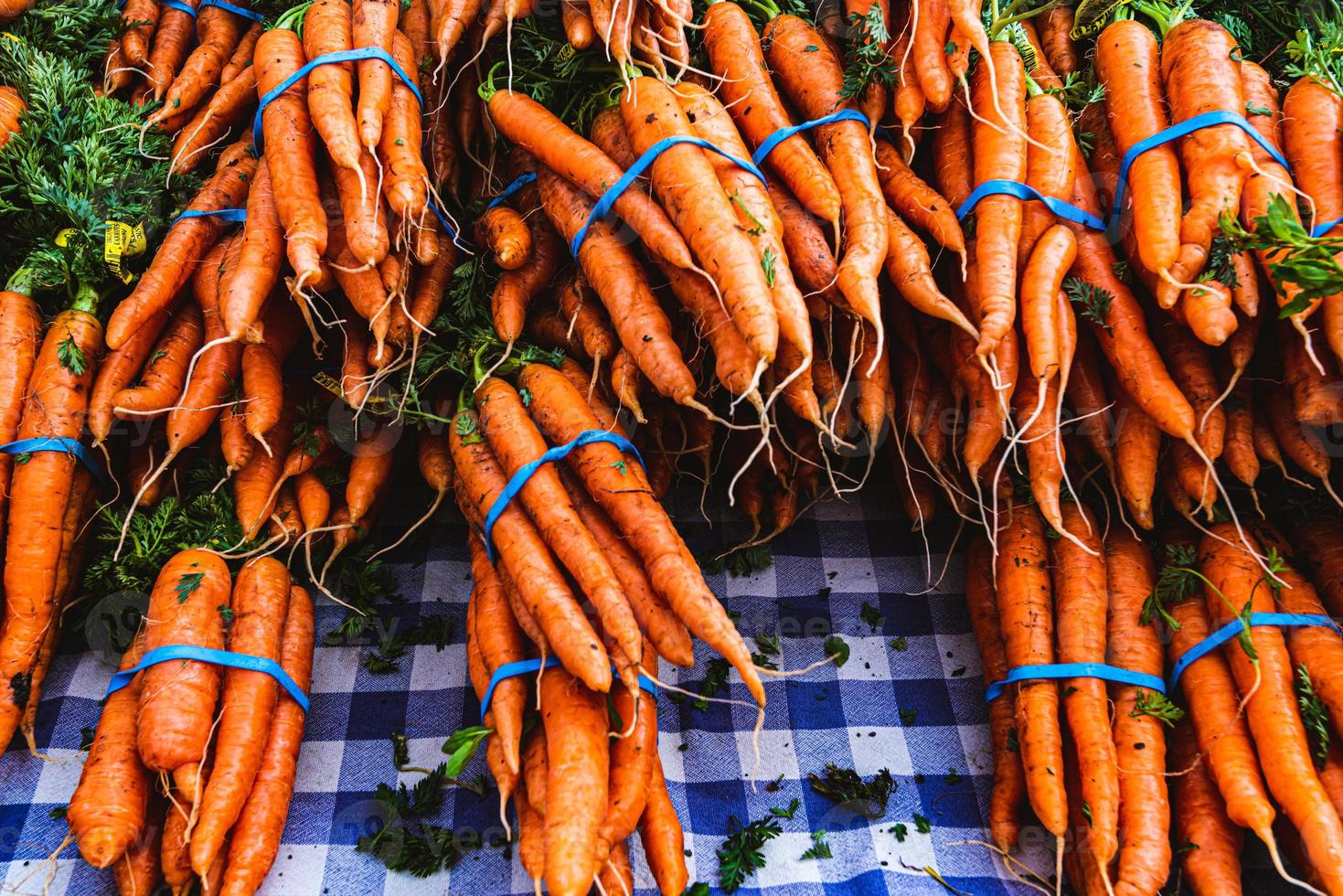 mazzi di carote arancioni con bande blu foto