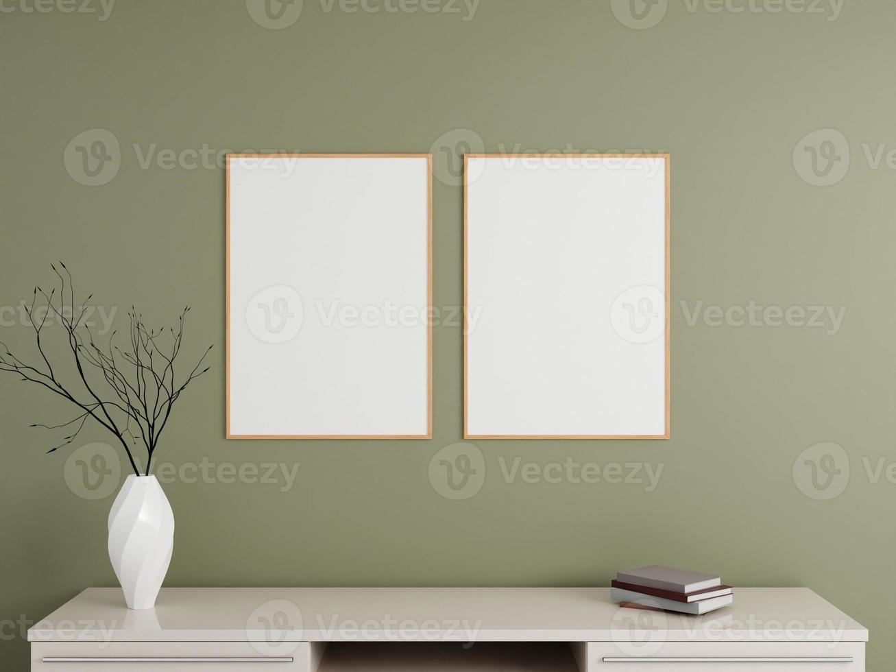 poster verticale minimalista in legno o mockup di cornice per foto sul muro con libro e decorazione
