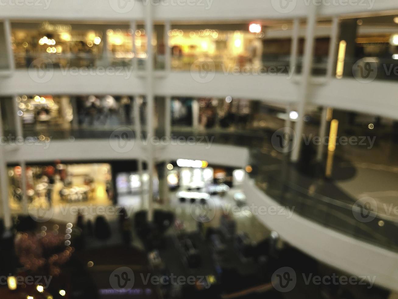 centro commerciale sfocato e sfondo del negozio, negozio nel centro commerciale con sfondo chiaro bokeh foto