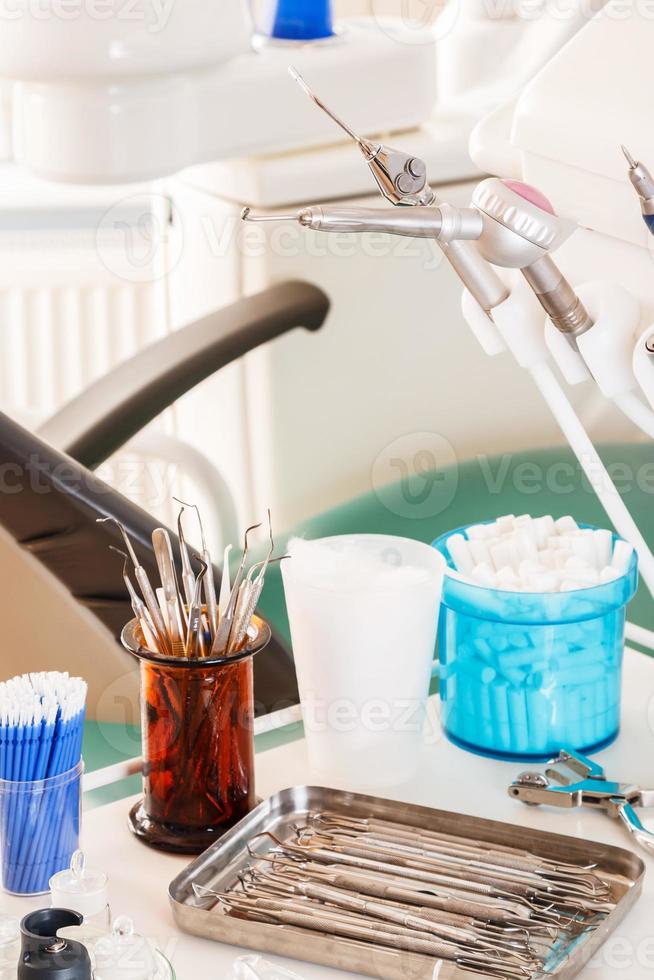 posto di lavoro del dentista in clinica foto