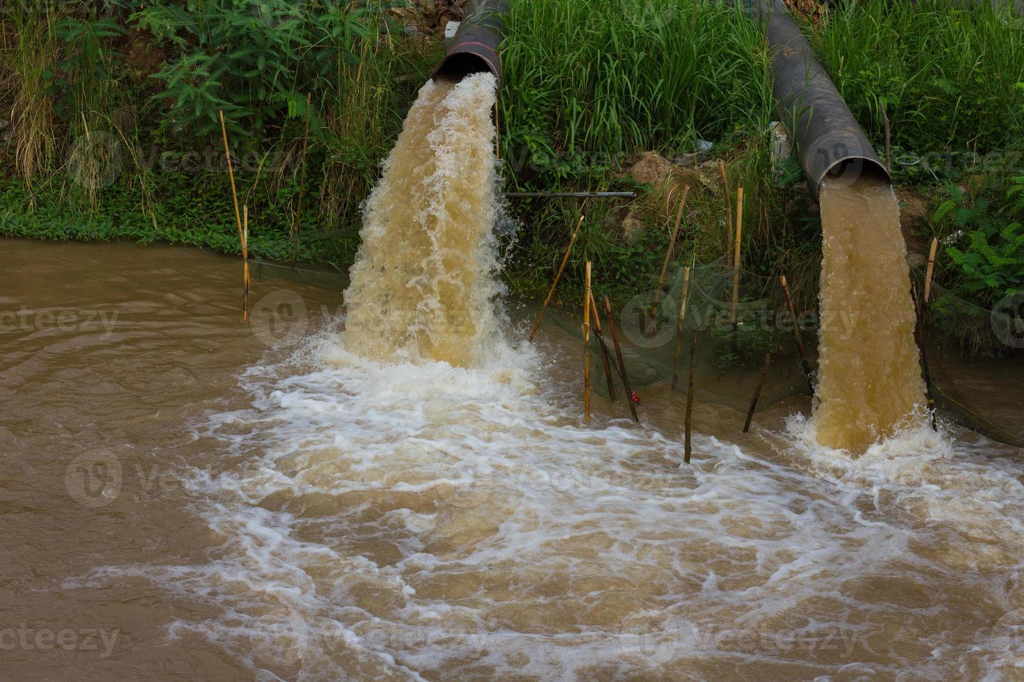 il flusso d'acqua interrompe la fogna. foto