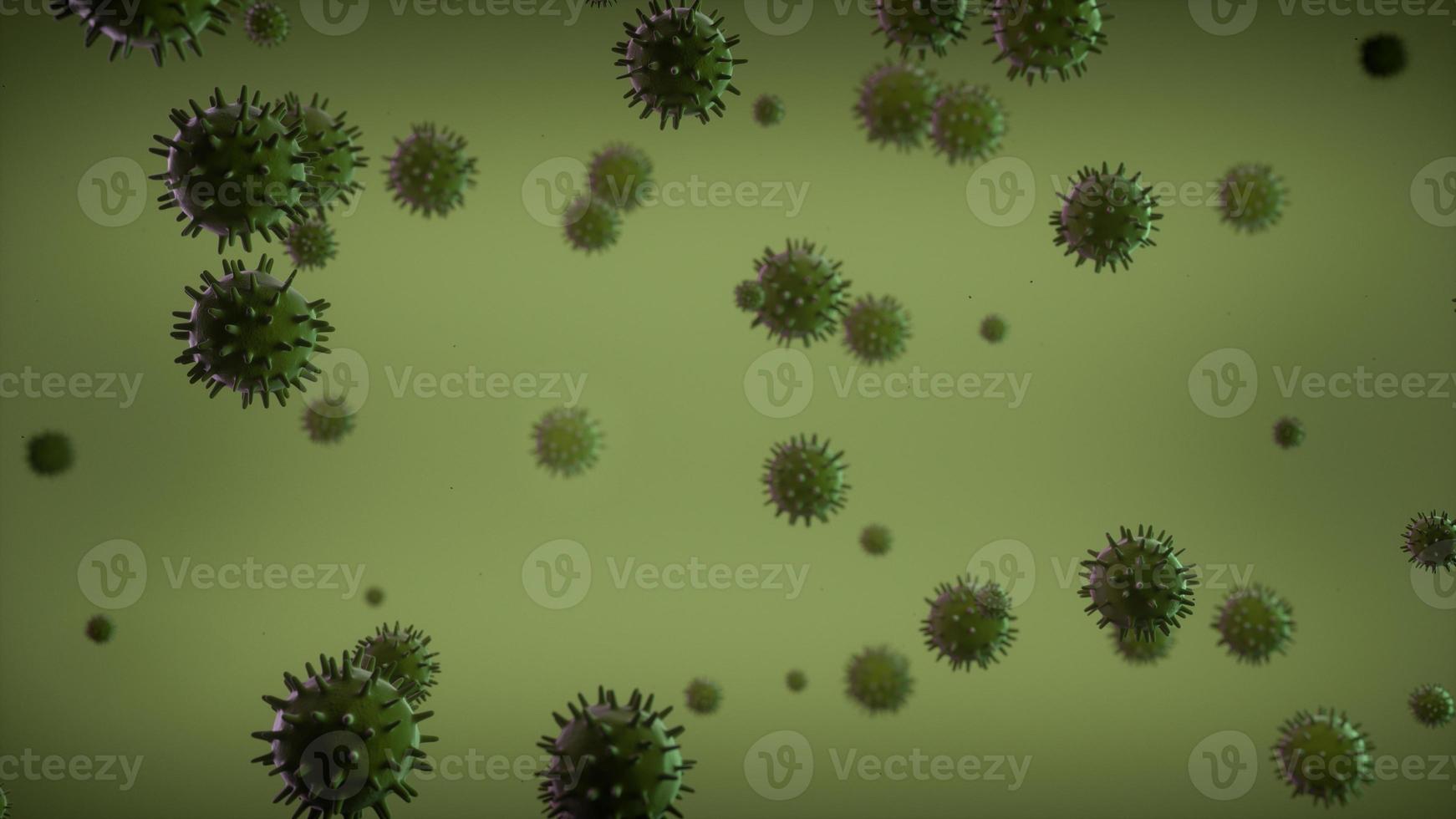 focolaio di coronavirus covid-19 e sfondo dell'influenza dei coronavirus come pericolosi casi di ceppo influenzale come concetto di rischio per la salute medica pandemica con cellula malata come rendering 3d foto