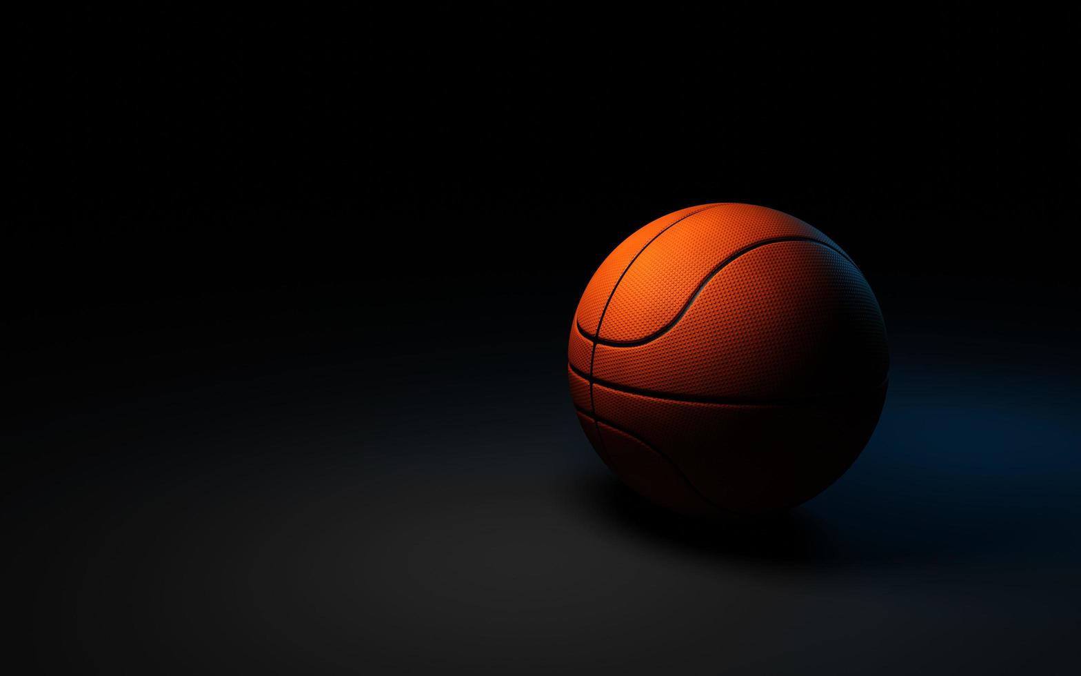 palla da basket su sfondo scuro. rendering 3d foto