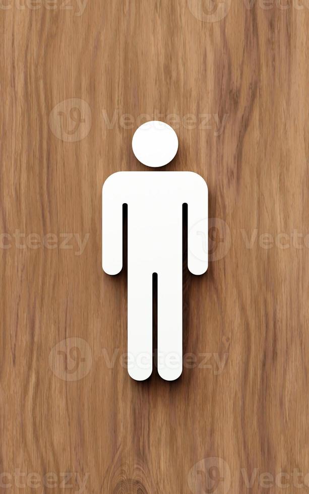 segno di toilette maschile sulla porta. rendering 3d foto