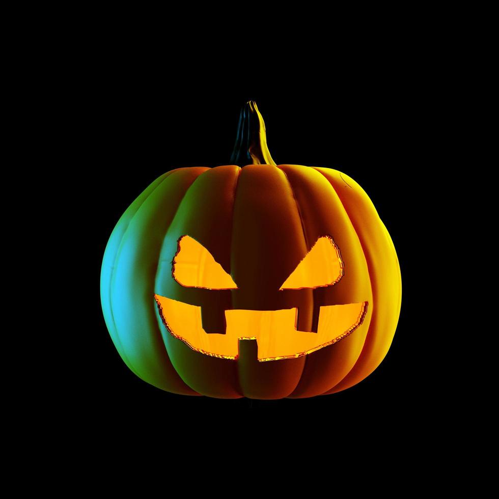 zucca di Halloween isolata sul nero. rendering 3d foto