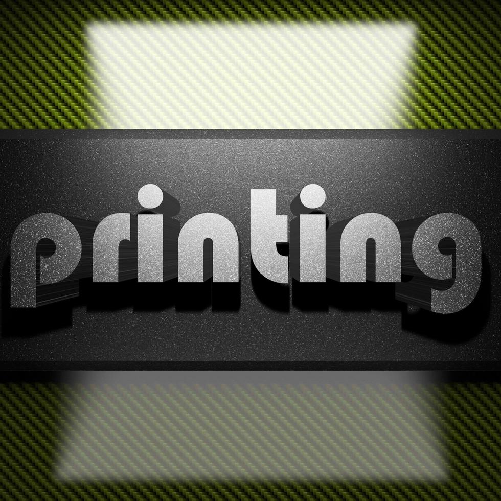 stampando la parola di ferro sul carbonio foto