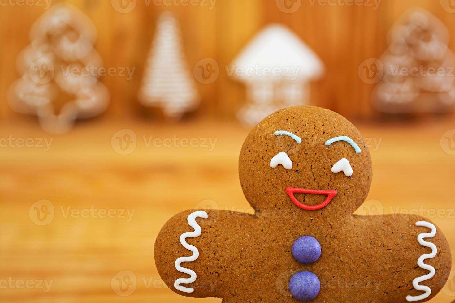 biscotti di panpepato di natale su fondo di legno foto