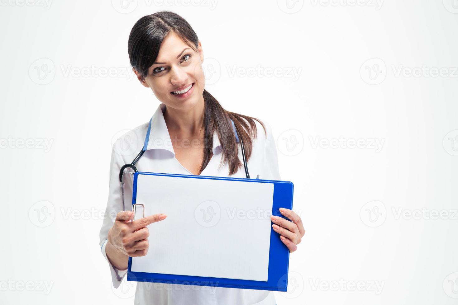 dottore femminile che punta il dito negli Appunti foto